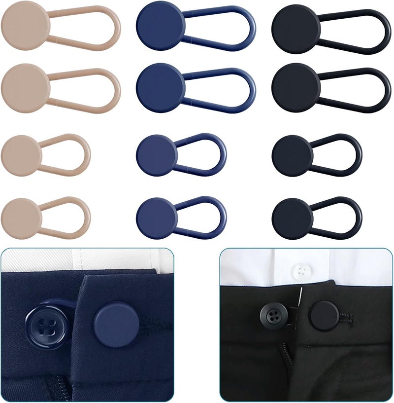 KUNTAERY 12 PCS Button Extenders for Jeans, Pants Waistband Expanders, Instant Waist Extender Buttons for Women and Men, No Sew Jeans Waist Extension 1-1.4 Inches - Image 1